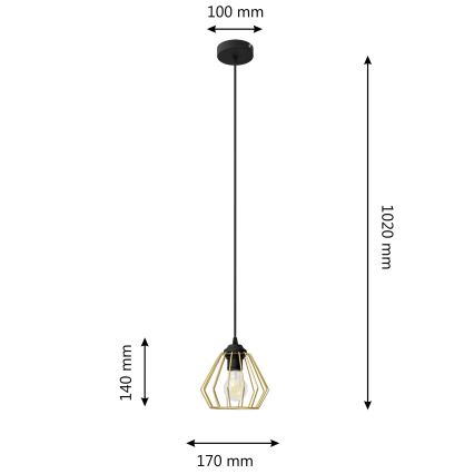 Luster na sajli AGAT 1xE27/15W/230V zlatna/crna