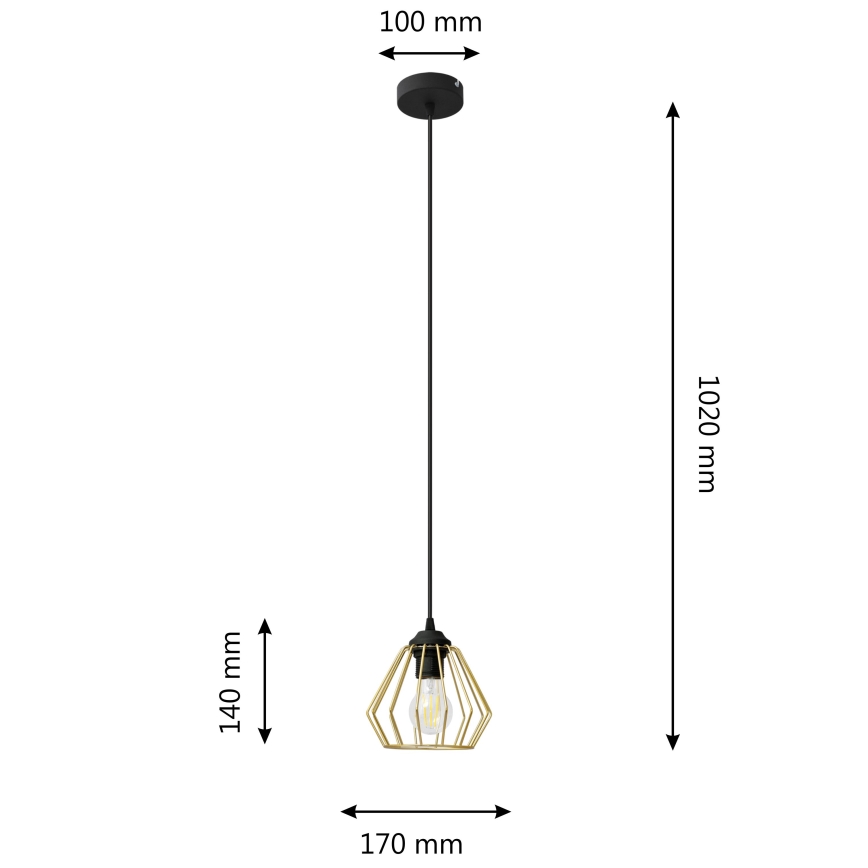 Luster na sajli AGAT 1xE27/15W/230V zlatna/crna