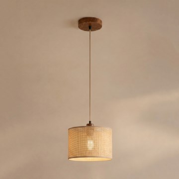 Luster na sajli AIDA 1xE27/15W/230V, promjer 25 cm, hrast/rafija
