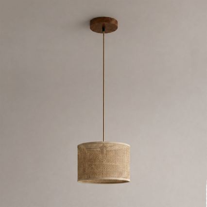 Luster na sajli AIDA 1xE27/15W/230V, promjer 25 cm, hrast/rafija