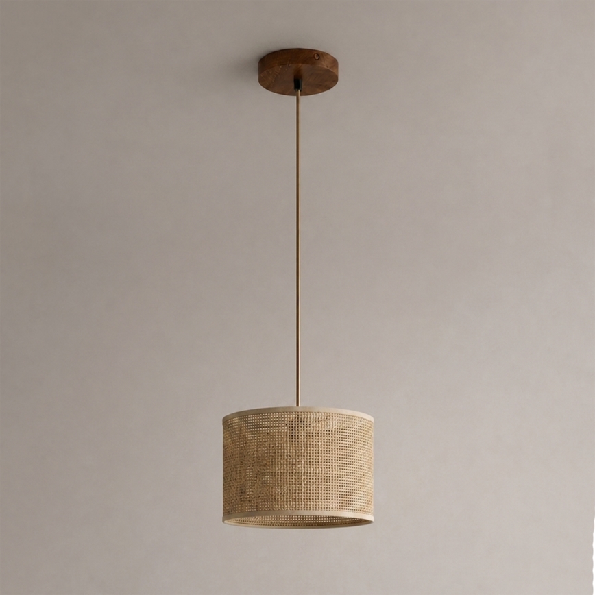 Luster na sajli AIDA 1xE27/15W/230V, promjer 25 cm, hrast/rafija