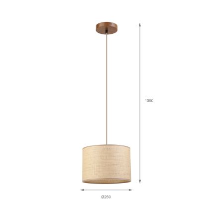 Luster na sajli AIDA 1xE27/15W/230V, promjer 25 cm, hrast/rafija