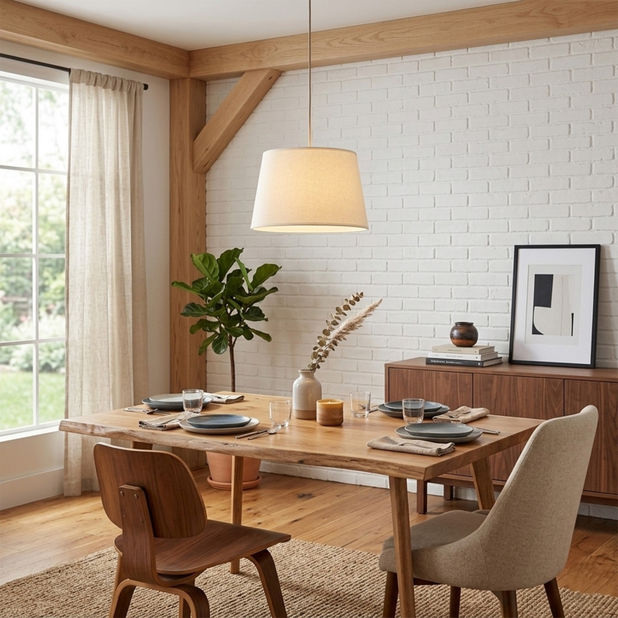 Luster na sajli AIDA 1xE27/15W/230V Ø 35 cm hrast/krem