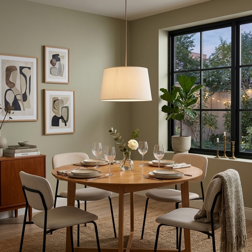 Luster na sajli AIDA 1xE27/15W/230V Ø 35 cm hrast/krem