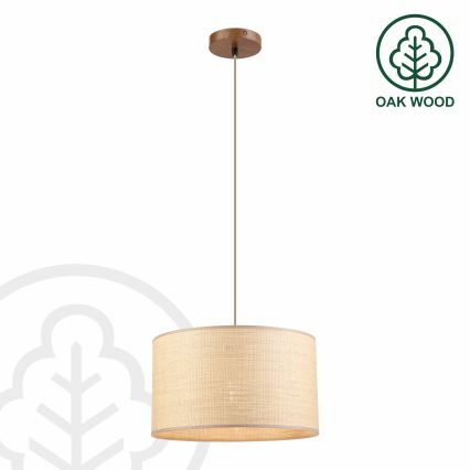 Luster na sajli AIDA 1xE27/15W/230V Ø 35 cm hrast/rafija