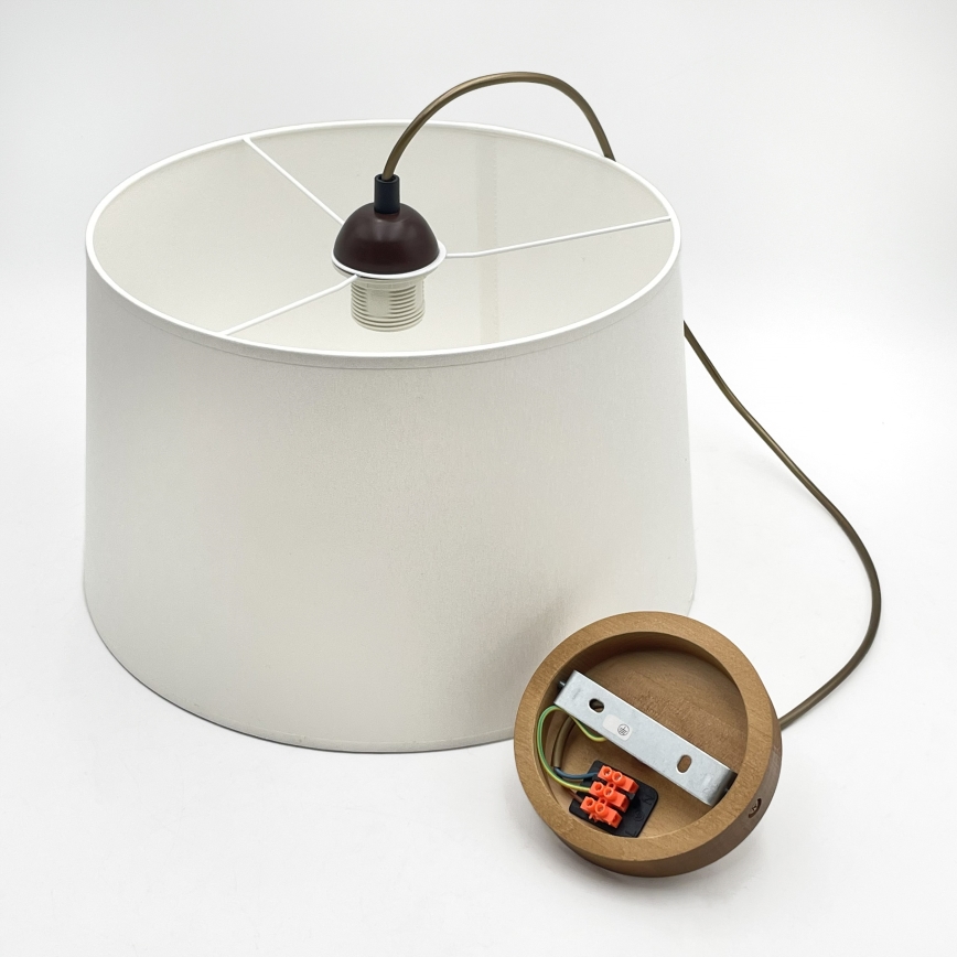 Luster na sajli AIDA 1xE27/60W/230V promjer 35 cm hrast/smeđa/bijela