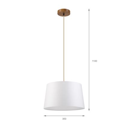Luster na sajli AIDA 1xE27/60W/230V promjer 35 cm hrast/smeđa/bijela
