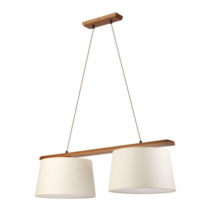 Luster na sajli AIDA 2xE27/15W/230V promjer 35 cm hrast/krem