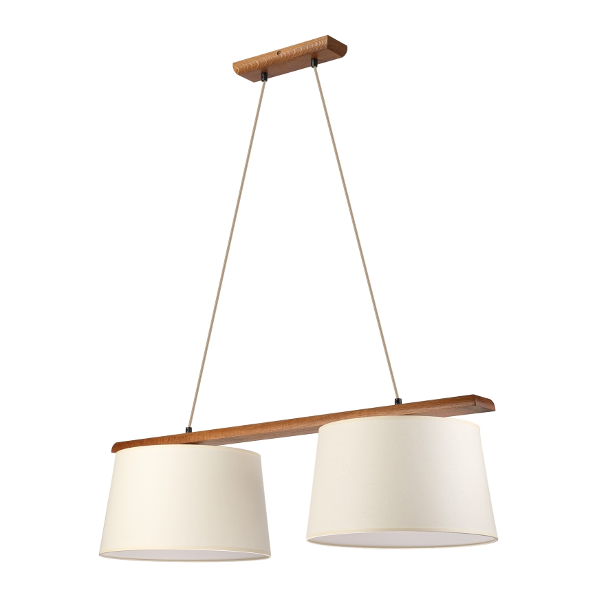 Luster na sajli AIDA 2xE27/15W/230V promjer 35 cm hrast/krem