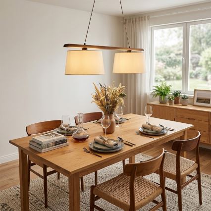Luster na sajli AIDA 2xE27/15W/230V promjer 35 cm hrast/krem