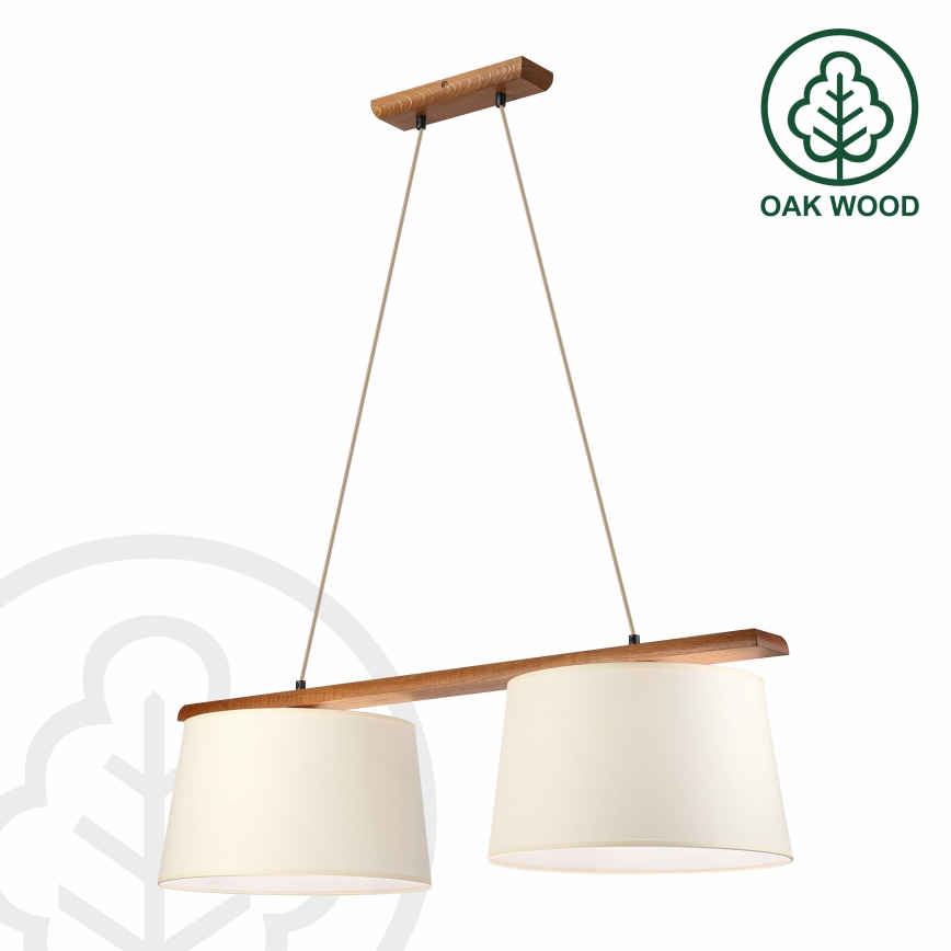 Luster na sajli AIDA 2xE27/15W/230V promjer 35 cm hrast/krem