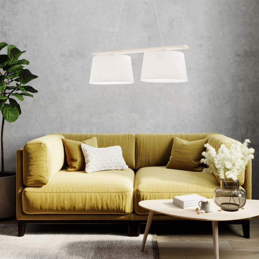 Luster na sajli AIDA 2xE27/60W/230V Ø 35 cm hrast/bijela