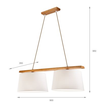 Luster na sajli AIDA 2xE27/60W/230V Ø 35 cm hrast