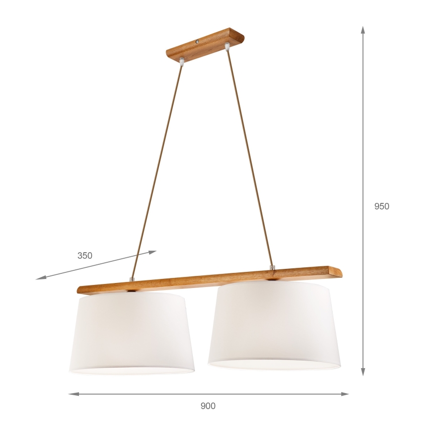 Luster na sajli AIDA 2xE27/60W/230V Ø 35 cm hrast
