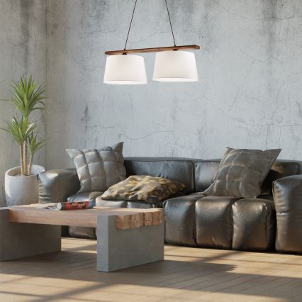 Luster na sajli AIDA 2xE27/60W/230V Ø 35 cm hrast/orah