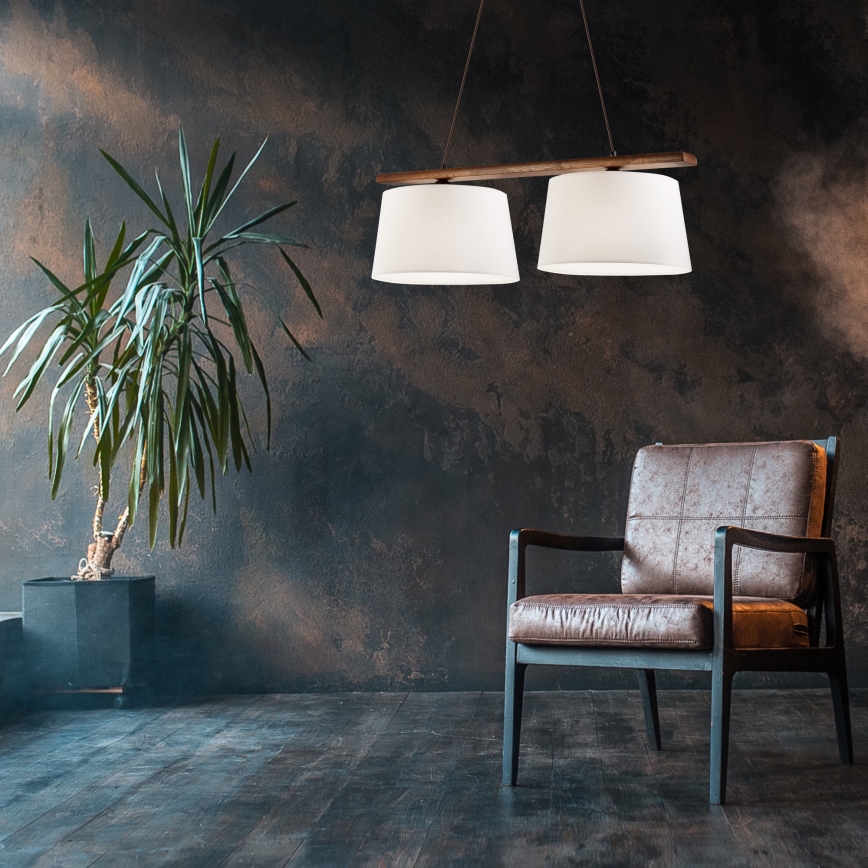 Luster na sajli AIDA 2xE27/60W/230V Ø 35 cm hrast/orah