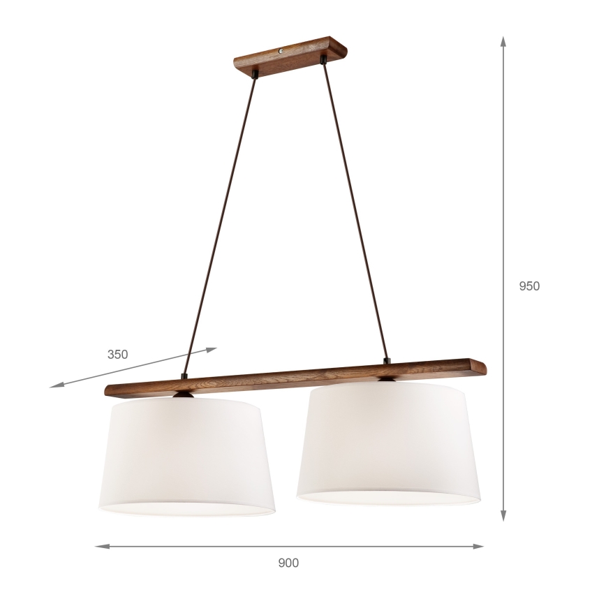 Luster na sajli AIDA 2xE27/60W/230V Ø 35 cm hrast/orah
