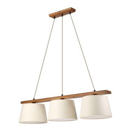 Luster na sajli AIDA 3xE27/15W/230V Ø 25 cm hrast/krem
