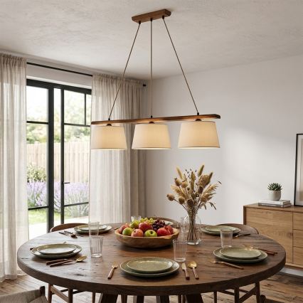 Luster na sajli AIDA 3xE27/15W/230V Ø 25 cm hrast/krem