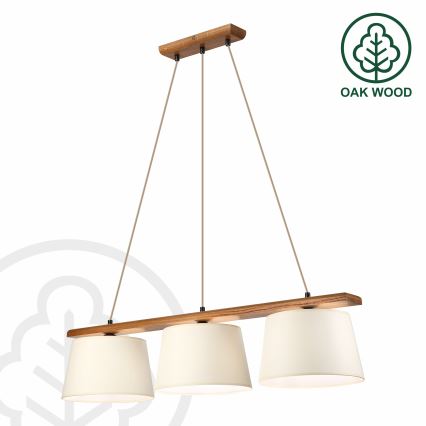 Luster na sajli AIDA 3xE27/15W/230V Ø 25 cm hrast/krem
