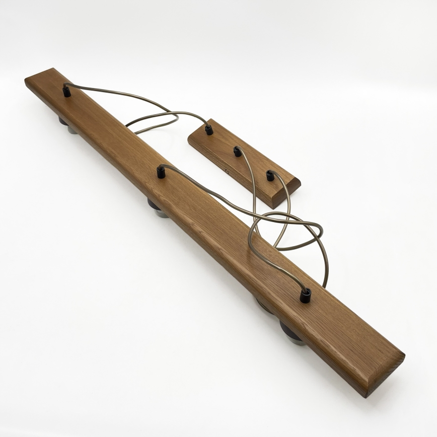 Luster na sajli AIDA 3xE27/15W/230V Ø 25 cm hrast/rafija