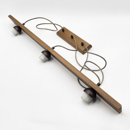 Luster na sajli AIDA 3xE27/15W/230V Ø 25 cm hrast/rafija