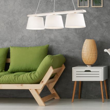 Luster na sajli AIDA 3xE27/60W/230V hrast/bijela