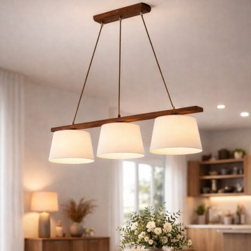 Luster na sajli AIDA 3xE27/60W/230V, promjer 25 cm, hrast/orah