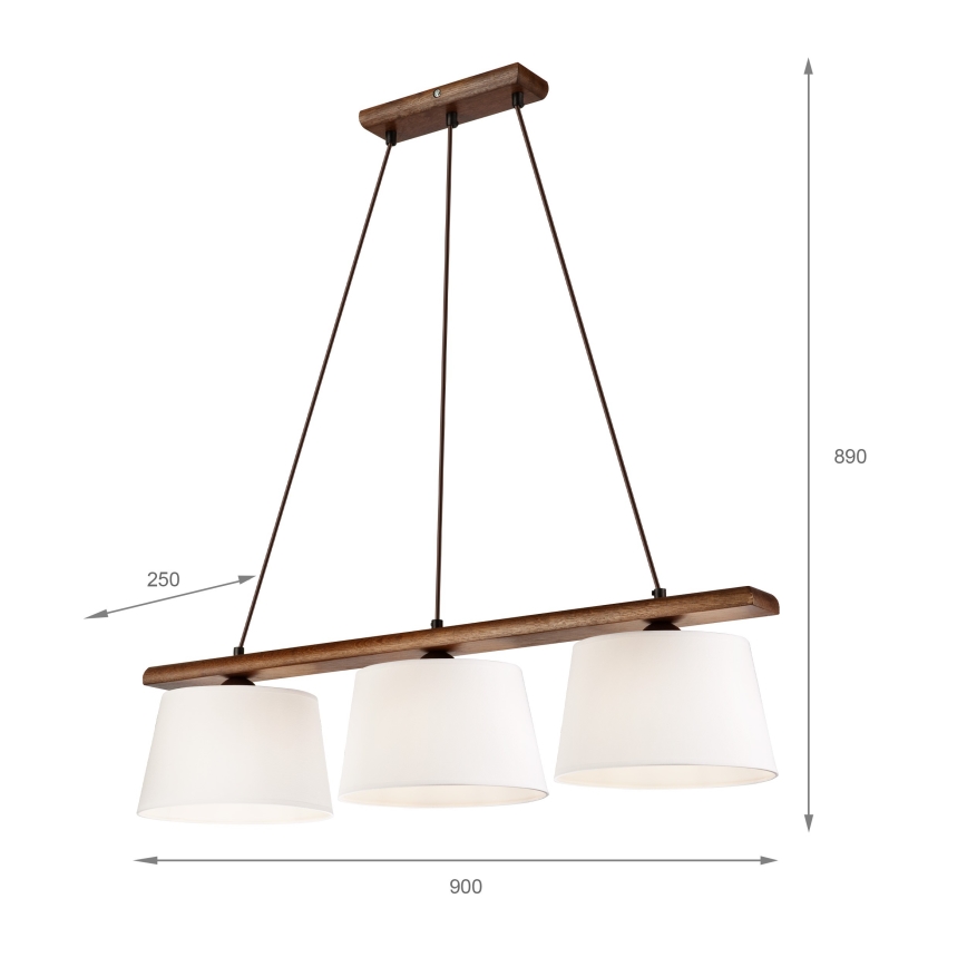 Luster na sajli AIDA 3xE27/60W/230V Ø 25 cm hrast/orah
