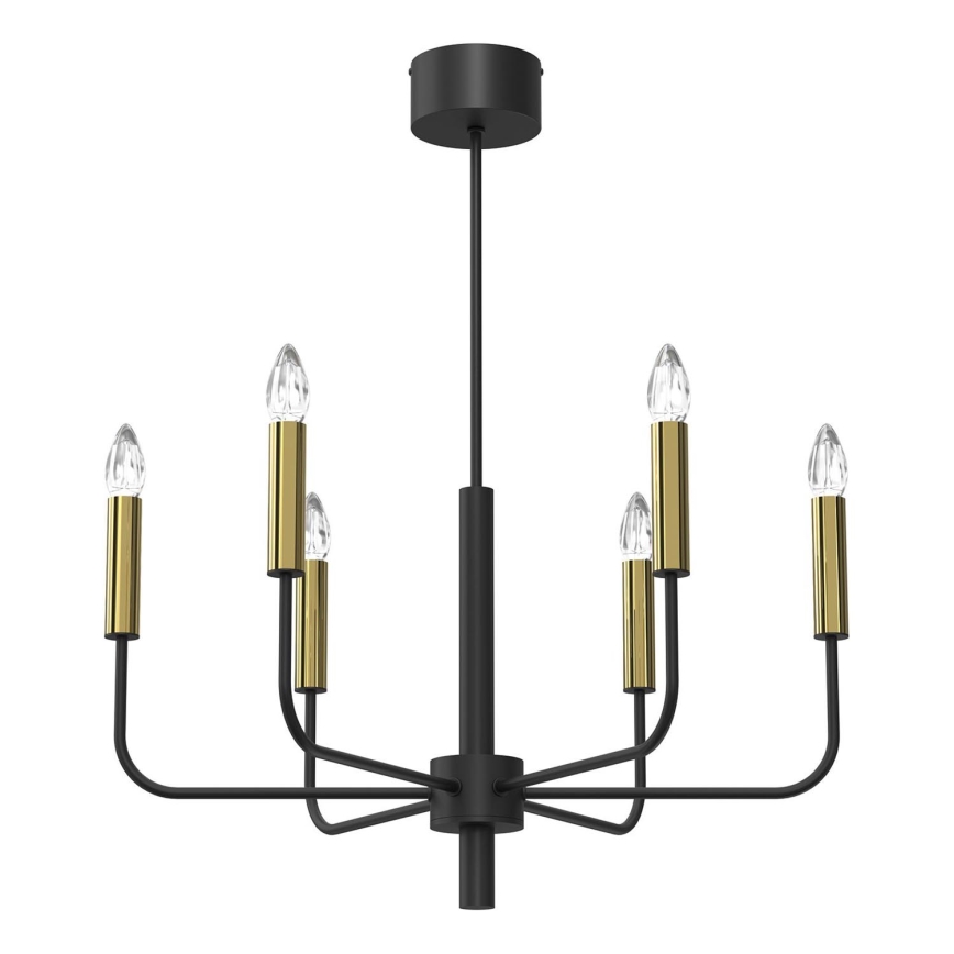 Luster na sajli AKASYA 6xE14/15W/230V crna/zlatna