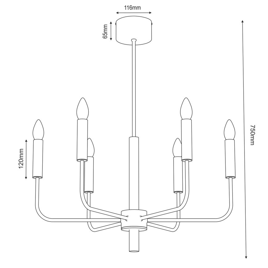Luster na sajli AKASYA 6xE14/15W/230V crna/zlatna