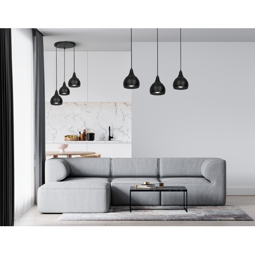 Luster na sajli AKTAN 3xE27/60W/230V crna