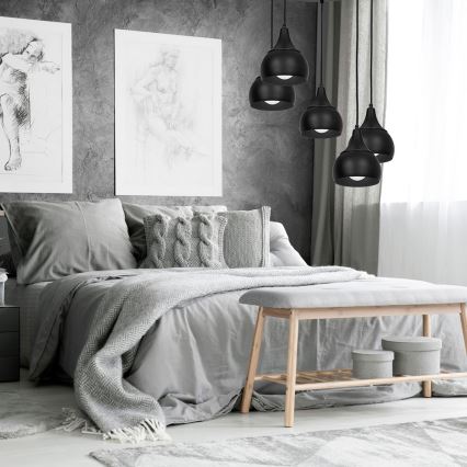 Luster na sajli AKTAN 5xE27/60W/230V crna okrugli