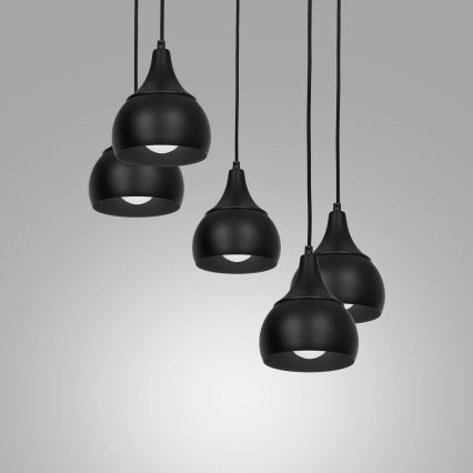 Luster na sajli AKTAN 5xE27/60W/230V crna okrugli
