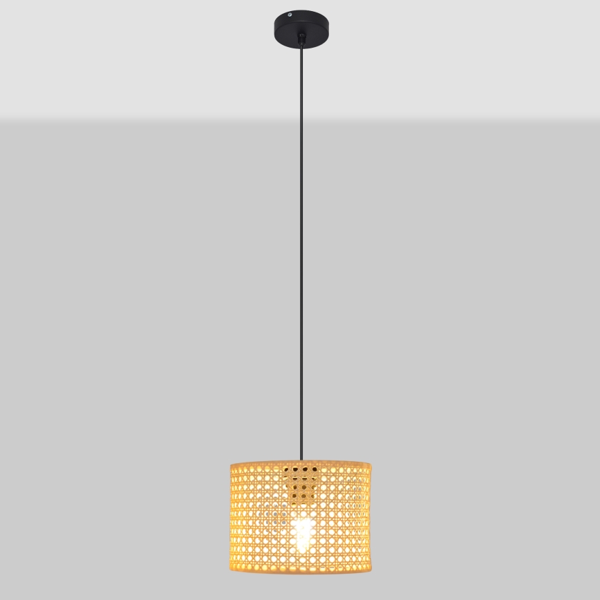 Luster na sajli ALBA 1xE27/15W/230V pr. 20 cm ratan/crna