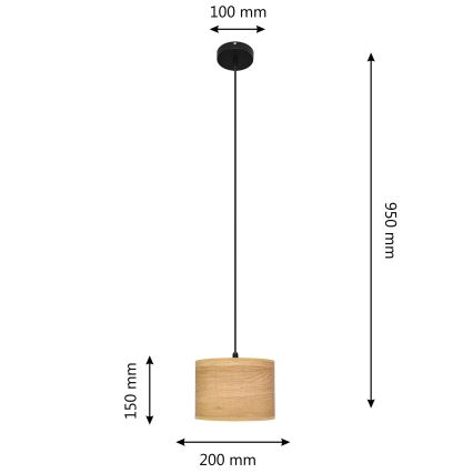 Luster na sajli ALBA 1xE27/15W/230V pr. 20 cm smeđa/crna