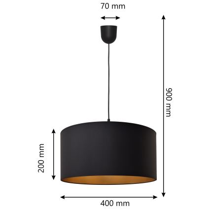 Luster na sajli ALBA 1xE27/15W/230V pr. 40 cm crna/zlatna