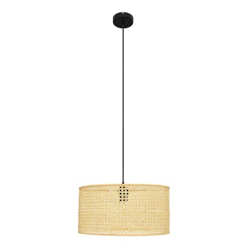 Luster na sajli ALBA 1xE27/15W/230V pr. 40 cm ratan/crna