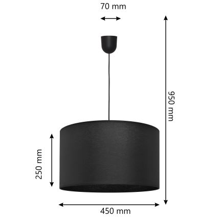 Luster na sajli ALBA 1xE27/15W/230V pr. 45 cm crna