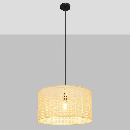 Luster na sajli ALBA 1xE27/15W/230V pr. 45 cm ratan/crna