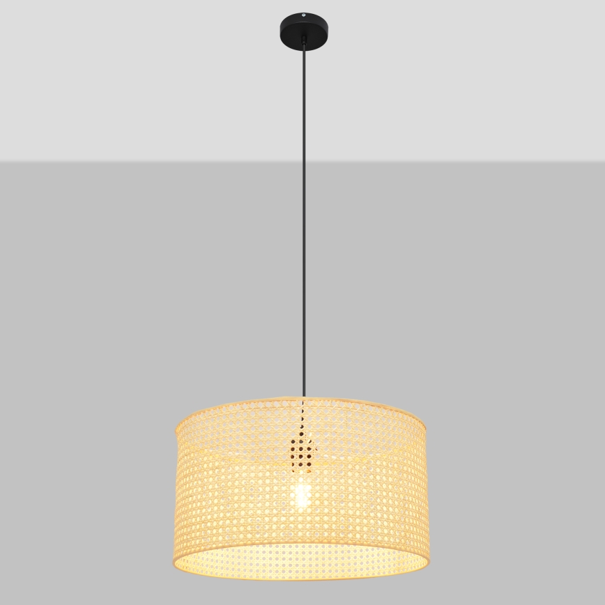 Luster na sajli ALBA 1xE27/15W/230V pr. 45 cm ratan/crna