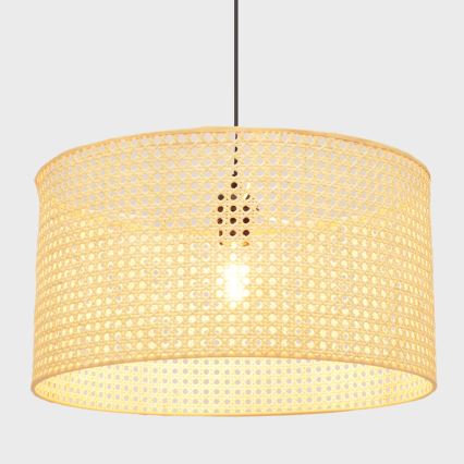 Luster na sajli ALBA 1xE27/15W/230V pr. 45 cm ratan/crna