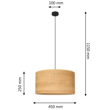 Luster na sajli ALBA 1xE27/15W/230V pr. 45 cm smeđa/crna