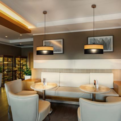 Luster na sajli ALBA 1xE27/15W/230V promjer 45 cm crna/smeđa