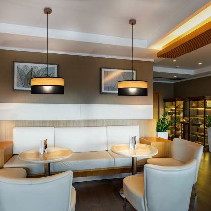 Luster na sajli ALBA 1xE27/15W/230V Ø 40 cm crna/smeđa