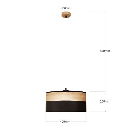 Luster na sajli ALBA 1xE27/15W/230V Ø 40 cm crna/smeđa