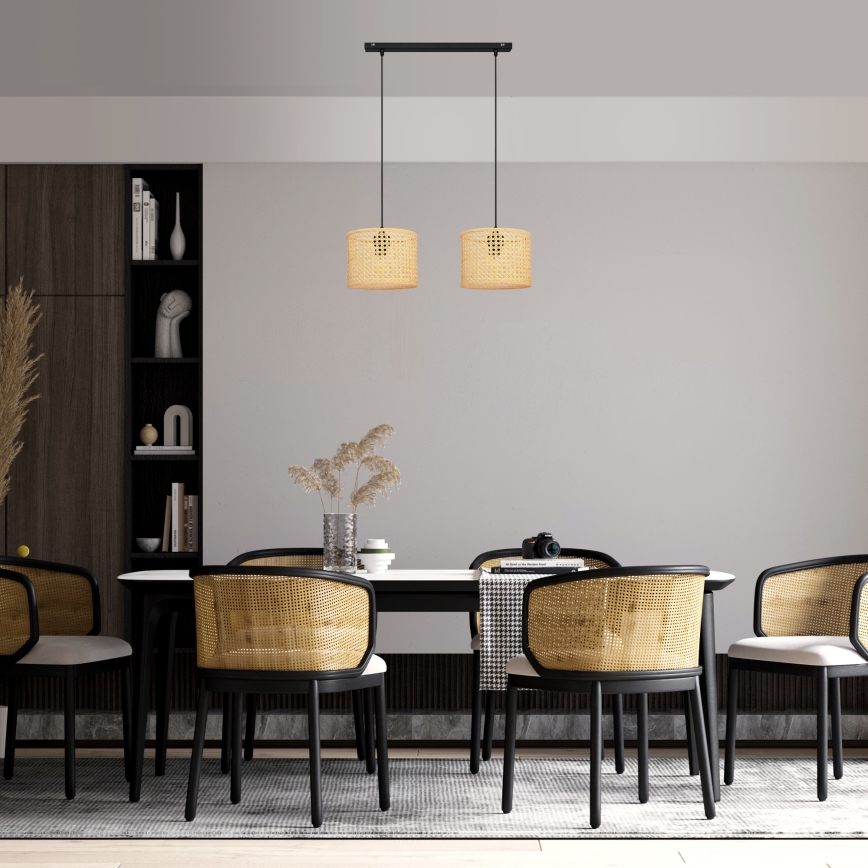 Luster na sajli ALBA 2xE27/15W/230V ratan/crna