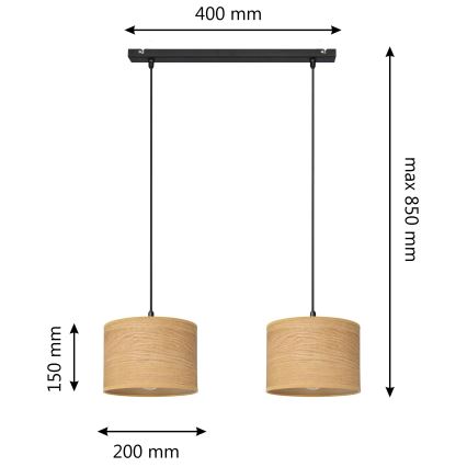 Luster na sajli ALBA 2xE27/15W/230V smeđa/crna