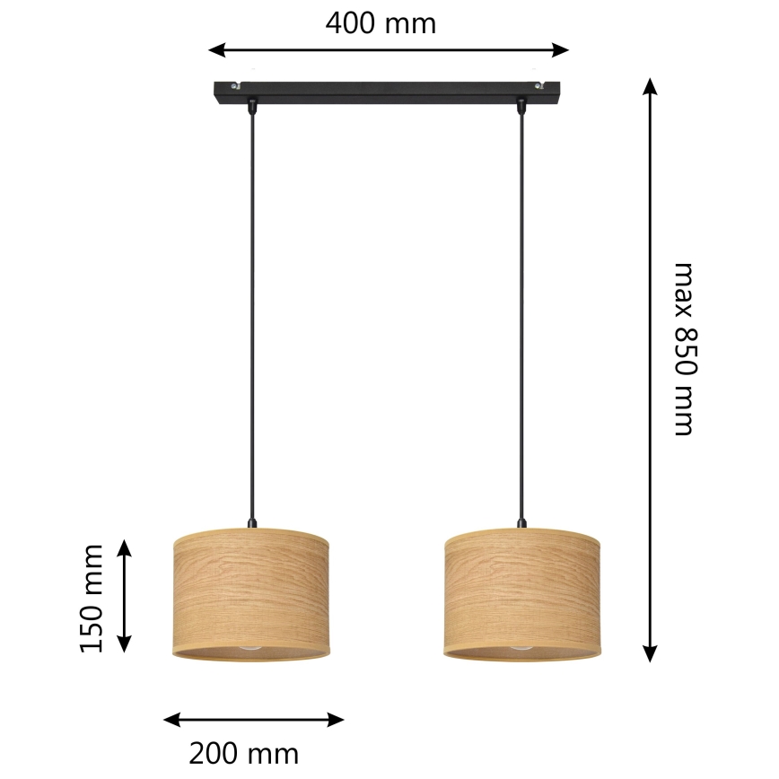 Luster na sajli ALBA 2xE27/15W/230V smeđa/crna
