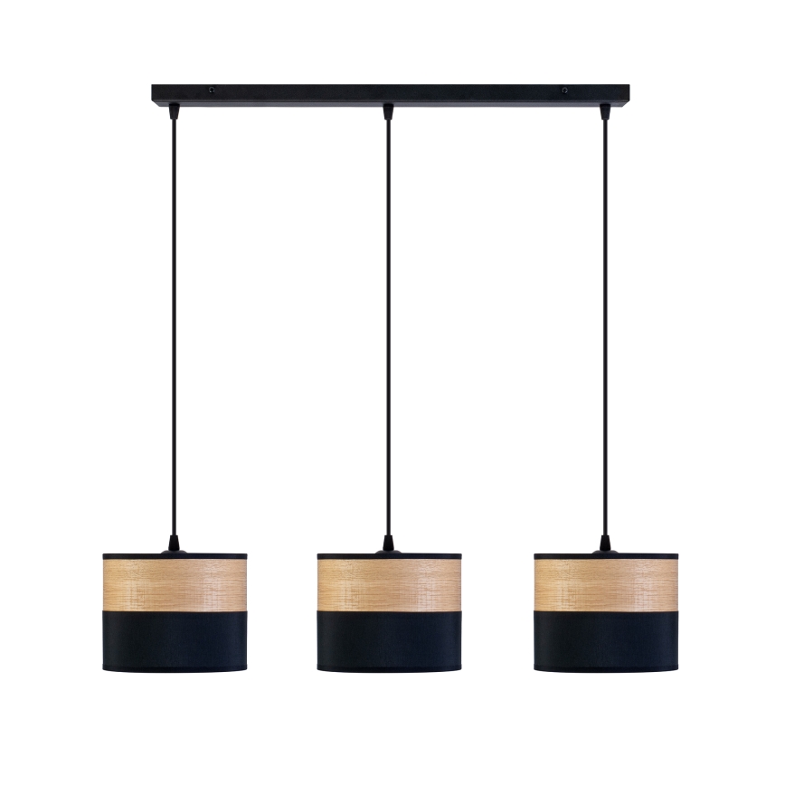 Luster na sajli ALBA 3xE27/15W/230V crna/smeđa